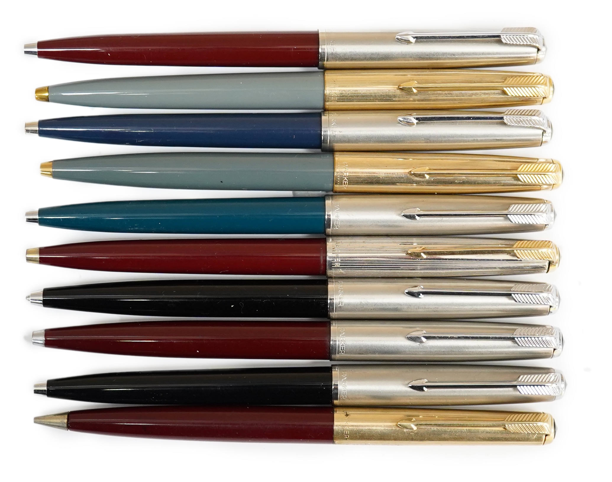 Parker '51' ballpens (Jotters) (9), plus one pencil (10)